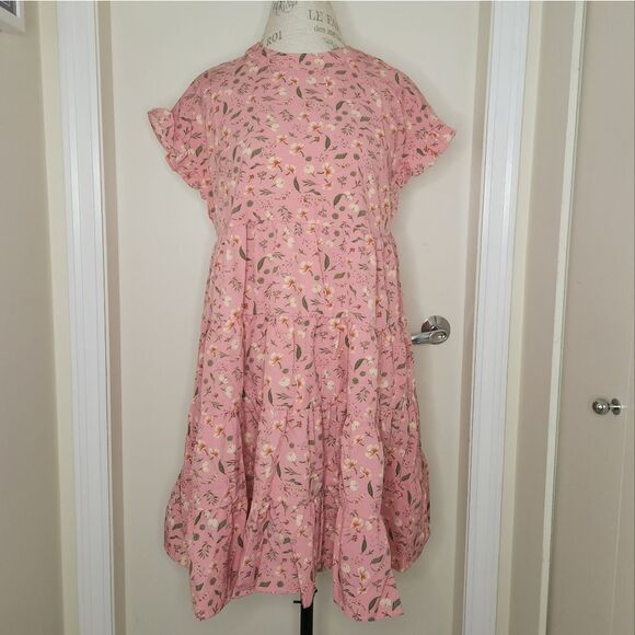 Pink Floral Frilly Babydoll Dress - Picture 3 of 10